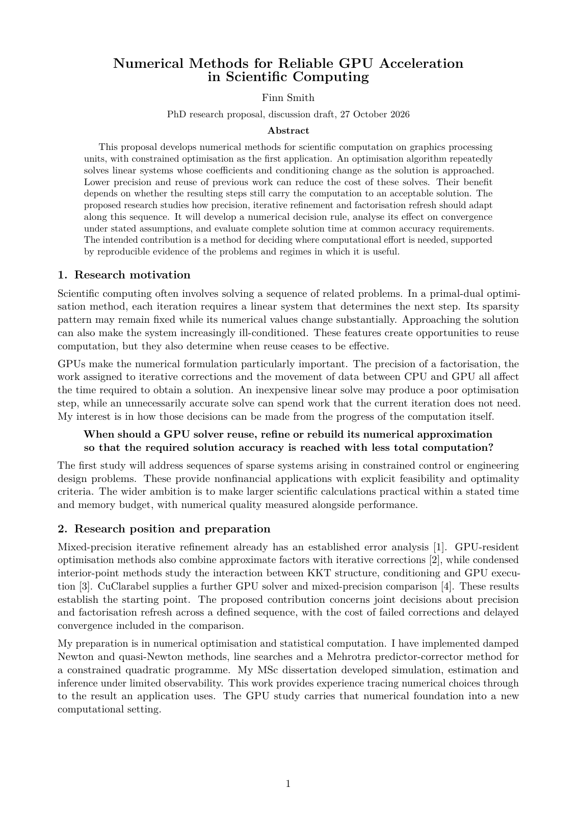GPU research proposal, original page 1 of 3